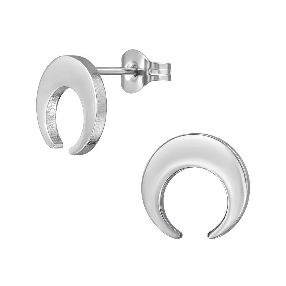 Stainless Steel Crescent Moon Ear Studs | 10mm